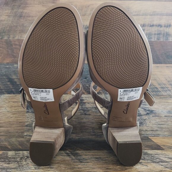 Clarks Women's Artisan Deloria Kay Taupe Sandal Heels Size 9 - Picture 8 of 8